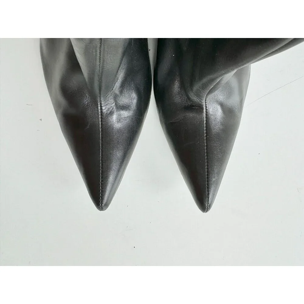BALENCIAGA Astrogirl Black Leather TK Over The Knee Tall Wedge Boots, Size 39.5 - Picture 10 of 16